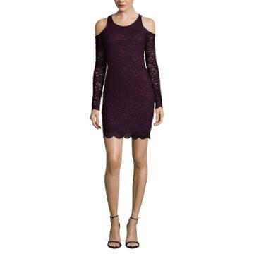 Jump Girllong Sleeve Cold Shoulderbodycon Dress-juniors