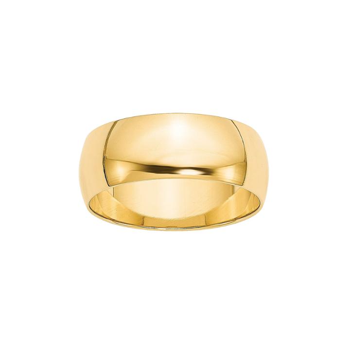 Personalized 14k Yellow Gold Half Round Lightweight Wedding Band