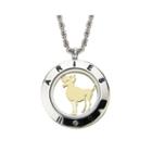Aries Zodiac Reversible Two-tone Stainless Steel Locket Pendant Necklace