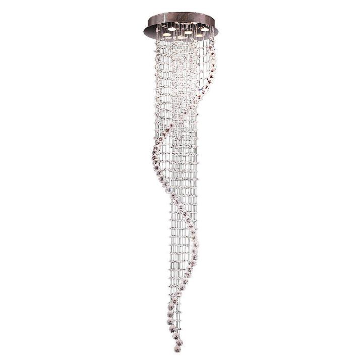 Helix Collection 6 Light Chrome Finish And Clear Crystal Spiral Flush Mount Ceiling Light