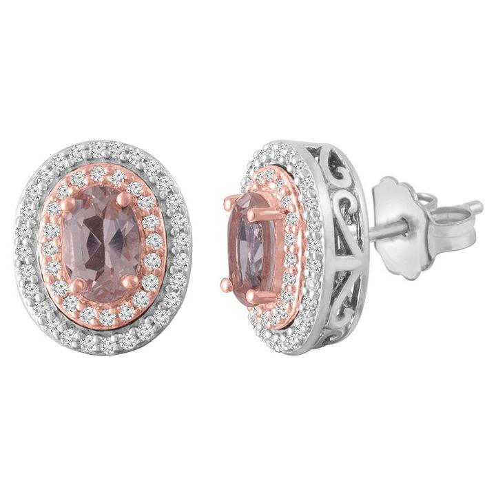 1/4 Ct. T.w. Champagne Morganite 10k White Gold 11mm Stud Earrings