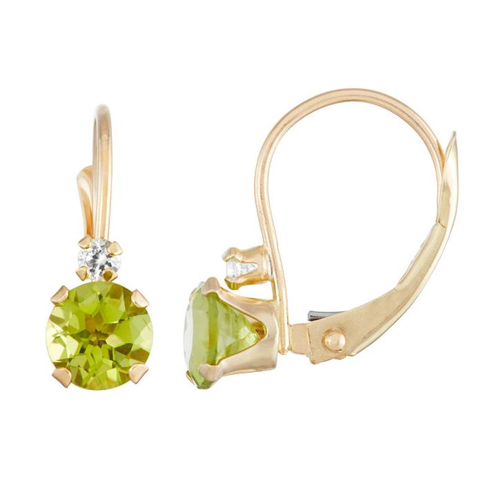 Genuine Green Peridot 10k Gold Drop Earrings