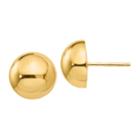 14k Gold 12mm Round Stud Earrings