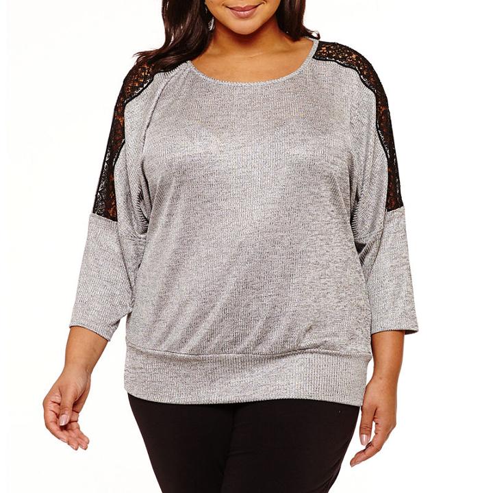 Alyx 3/4 Sleeve Round Neck Knit Blouse - Plus