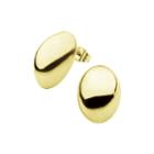 Stainless Steel And Yellow Ip 13x18mm Hollow Button Stud Earrings