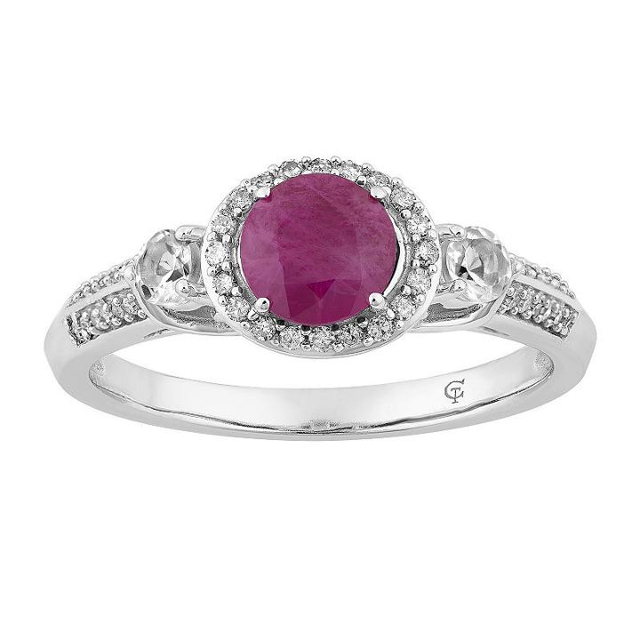 Womens 1/5 Ct. T.w. Red Ruby 10k Gold Cocktail Ring