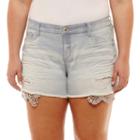 Arizona 2 1/2 Inch Raw Edge Denim Shorts-juniors Plus