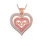 Lab-created Pink & White Sapphire 14k Rose Gold Over Silver Mom Heart Pendant