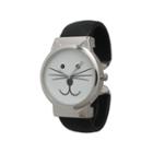 Olivia Pratt Womens Tomcat Dial Black Leather Cuff Watch 13895