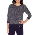 Sag Harbor 3/4 Sleeve Crew Neck Pullover Sweater