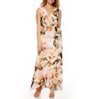 Signature By Sangria Sleeveless Belted Wrap Maxi Dress - Petite
