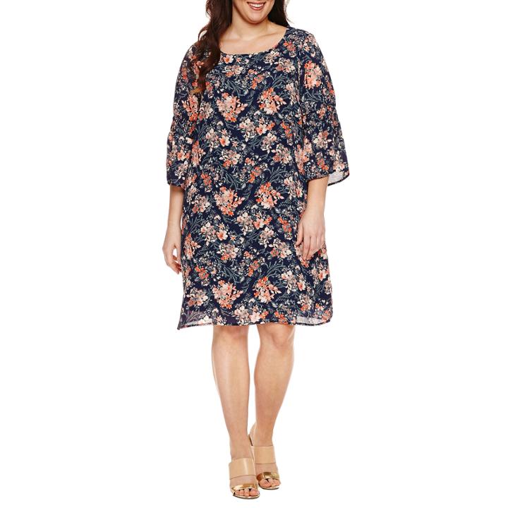 Luxology 3/4 Sleeve Woven Sheath Dress-plus