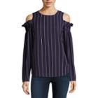 Belle + Sky Long Sleeve Smock Cold Shoulder Top