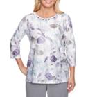 Alfred Dunner Smart Investments 3/4 Sleeve Crew Neck Floral T-shirt-womens