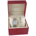 Peugeot Womens Silver Tone 2-pc. Watch Boxed Set-7099sst