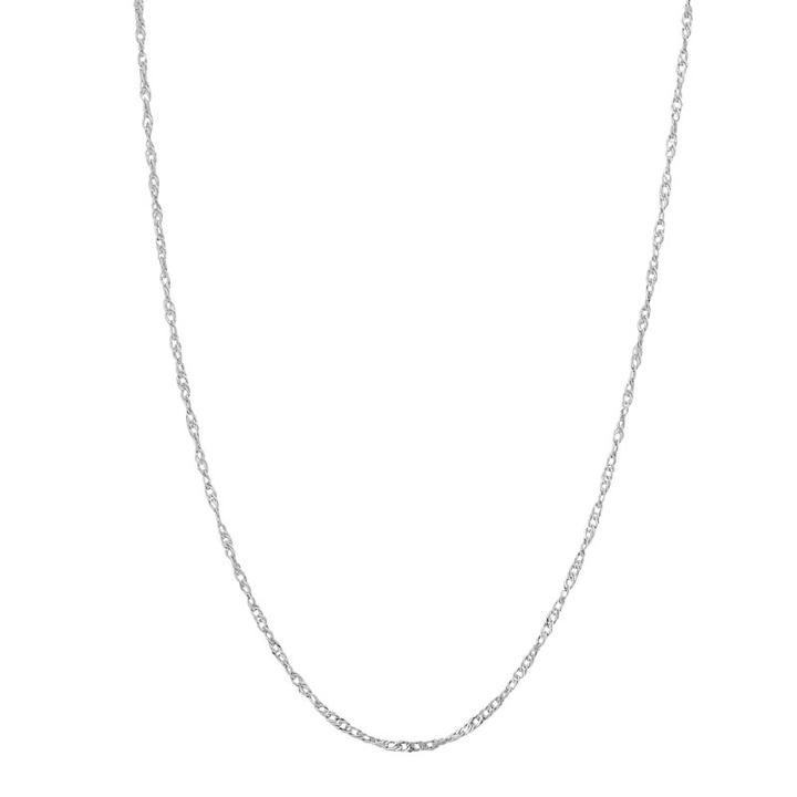 10k White Gold Solid Singapore 18 Inch Chain Necklace