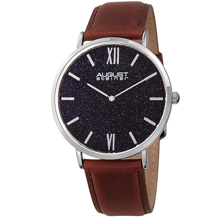 August Steiner Mens Brown Strap Watch-as-8211ssbu