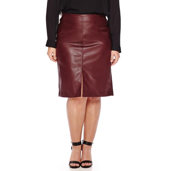 Worthington Faux-leather Pencil Skirt - Plus