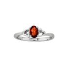 Womens Red Garnet Sterling Silver Solitaire Ring