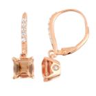 Simulated Morganite & Diamond Accent 14k Rose Gold Over Silver Earrings