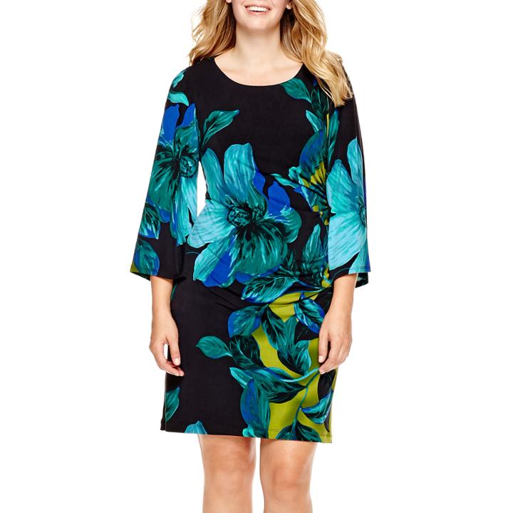 Rn Studio By Ronni Nicole 3/4-sleeve Side-ruched Sheath Dress - Plus
