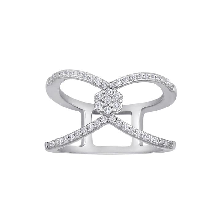Diamond Blossom 1/4 Ct. T.w. Diamond Sterling Silver Floating Ring