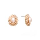 Monet Simulated Pearl And Gold-tone Earrings