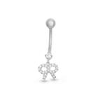 10k White Gold Cubic Zirconia Bow Belly Ring