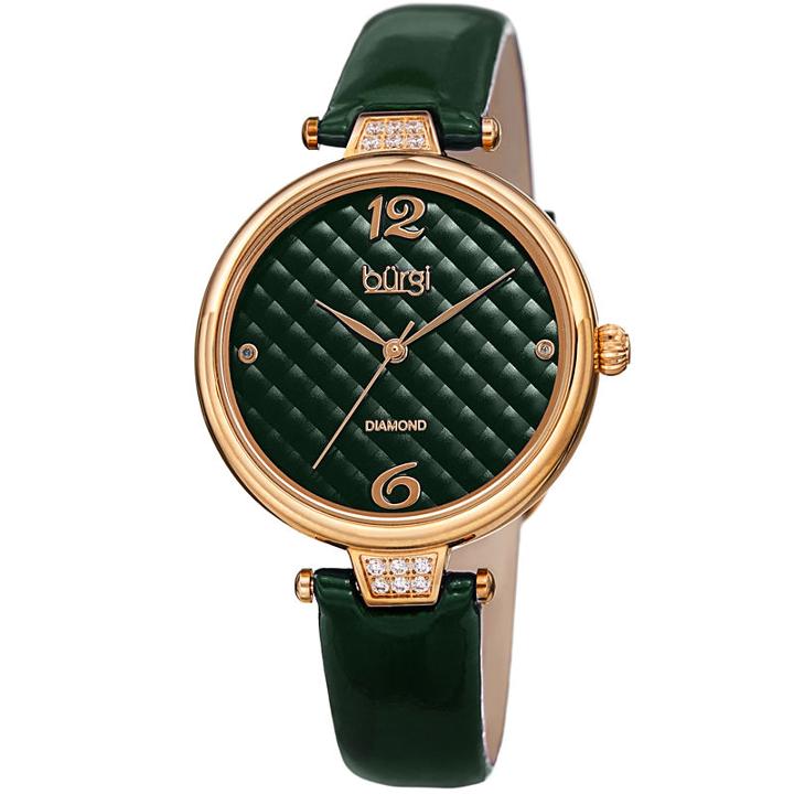 Burgi Womens Green Strap Watch-b-222gn