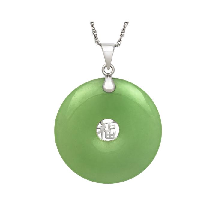 Dyed Green Jade Sterling Silver Pendant Necklace