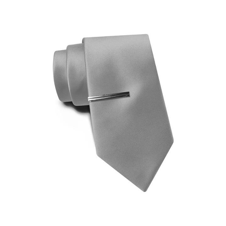 J.ferrar Solid Satin - High Rise Grey Tie