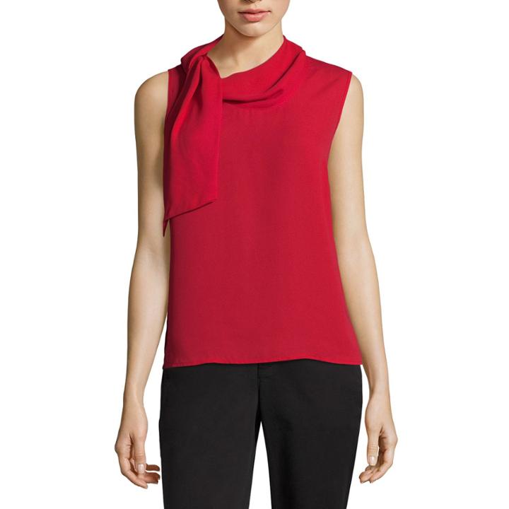 Liz Claiborne Sleeveless Tie Neck Georgette Top