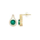 Round Green Emerald 14k Gold Over Silver Stud Earrings