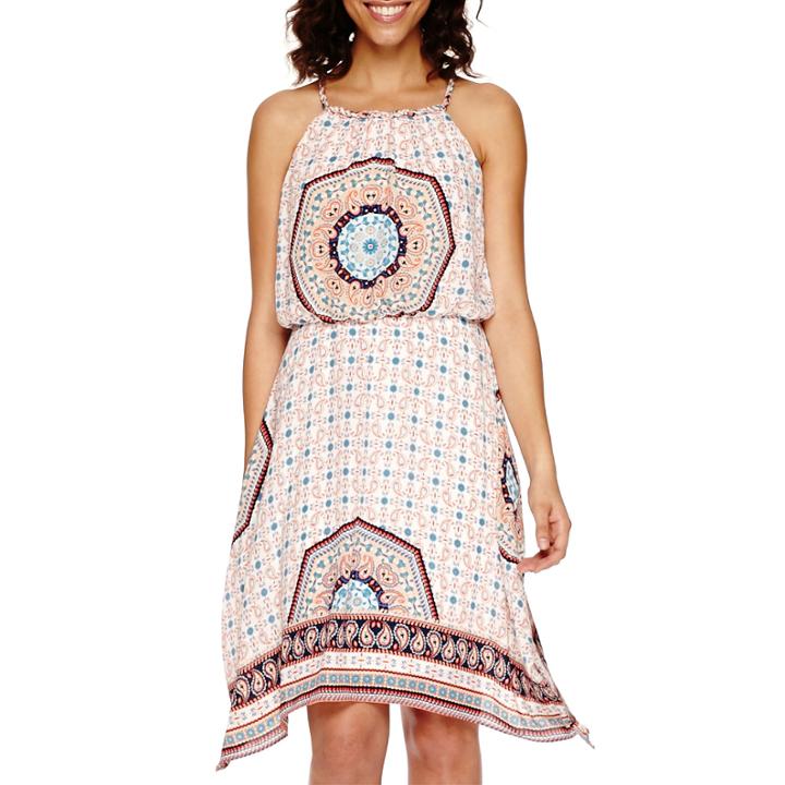 A.n.a Sleeveless Blouson Print Handkerchief-hem Dress