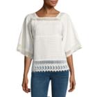 A.n.a Short Sleeve Round Neck Woven Blouse