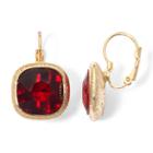 Monet Red Crystal Gold-tone Drop Earrings
