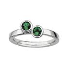 Personally Stackable Sterling Silver Double Lab-created Emerald Ring