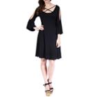24/7 Comfort Apparel Split Sleeve Fit & Flare Dress