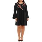Spense Long Sleeve Embroidered Floral Sheath Dress - Plus
