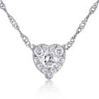 Womens 1/4 Ct. T.w. Genuine White Diamond 14k Gold Heart Pendant Necklace