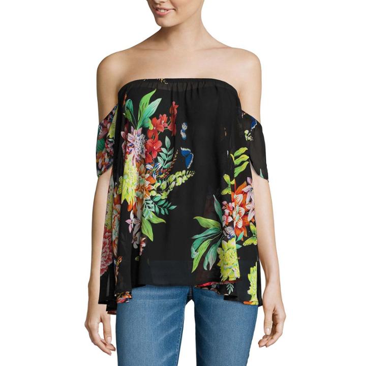 I Jeans By Buffalo Flutter Sleeve Off The Shoulder Top