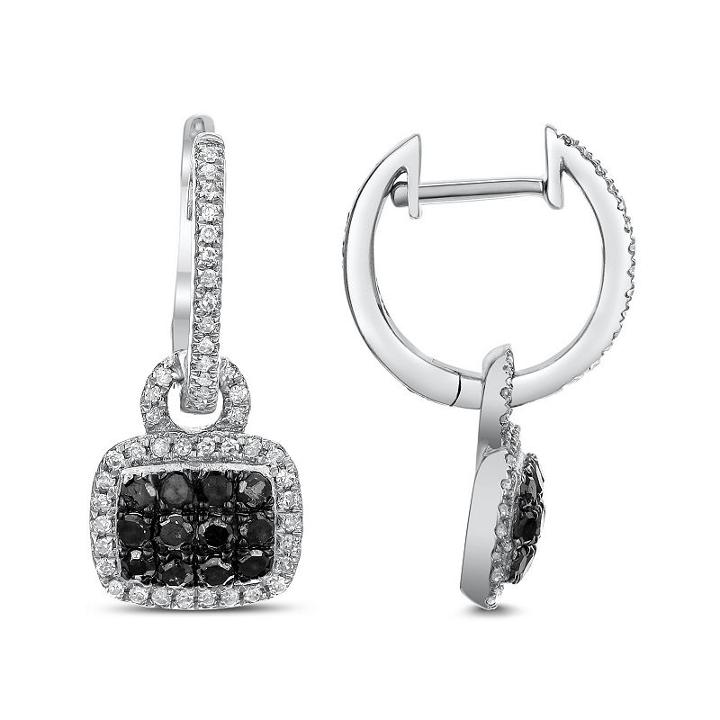 3/8 Ct. T.w. Genuine Multi Color Diamond 10k White Gold Drop Earrings