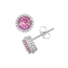 Lab-created Pink Sapphire & White Sapphire Sterling Silver Earrings