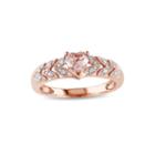 Simulated Morganite And Diamond-accent 10k Rose Gold Heart Ring