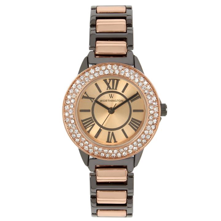 Worthington Womens Two Tone Bangle Watch-wt00030-01