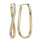 Diamond Fascination&trade; 14k Yellow Gold Diamond Accent Wave Hoop Earrings