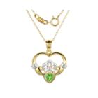 Heart-shaped Genuine Peridot And Diamond-accent Claddagh Pendant Necklace
