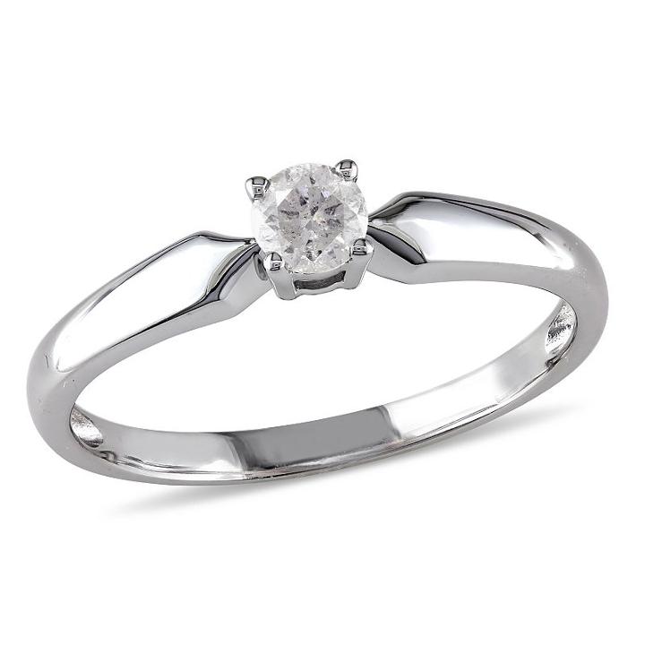 Womens 1/5 Ct. T.w. Round White Diamond 10k Gold Solitaire Ring