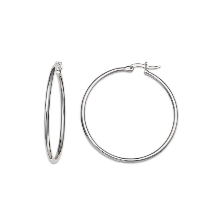 Silver-plated Polished Hollow Hoop Earrings