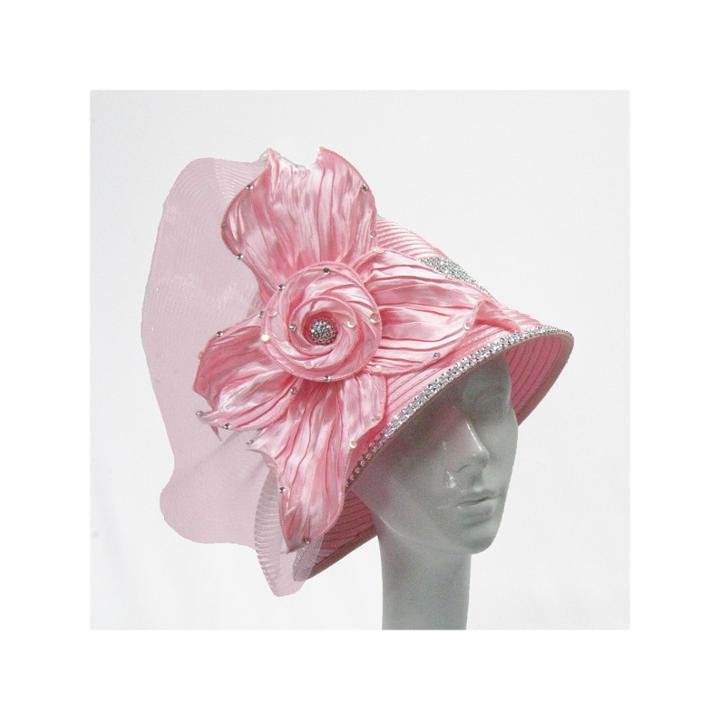 Whittall & Shon Derby Hat Cloche W Pleated Anemone Flower